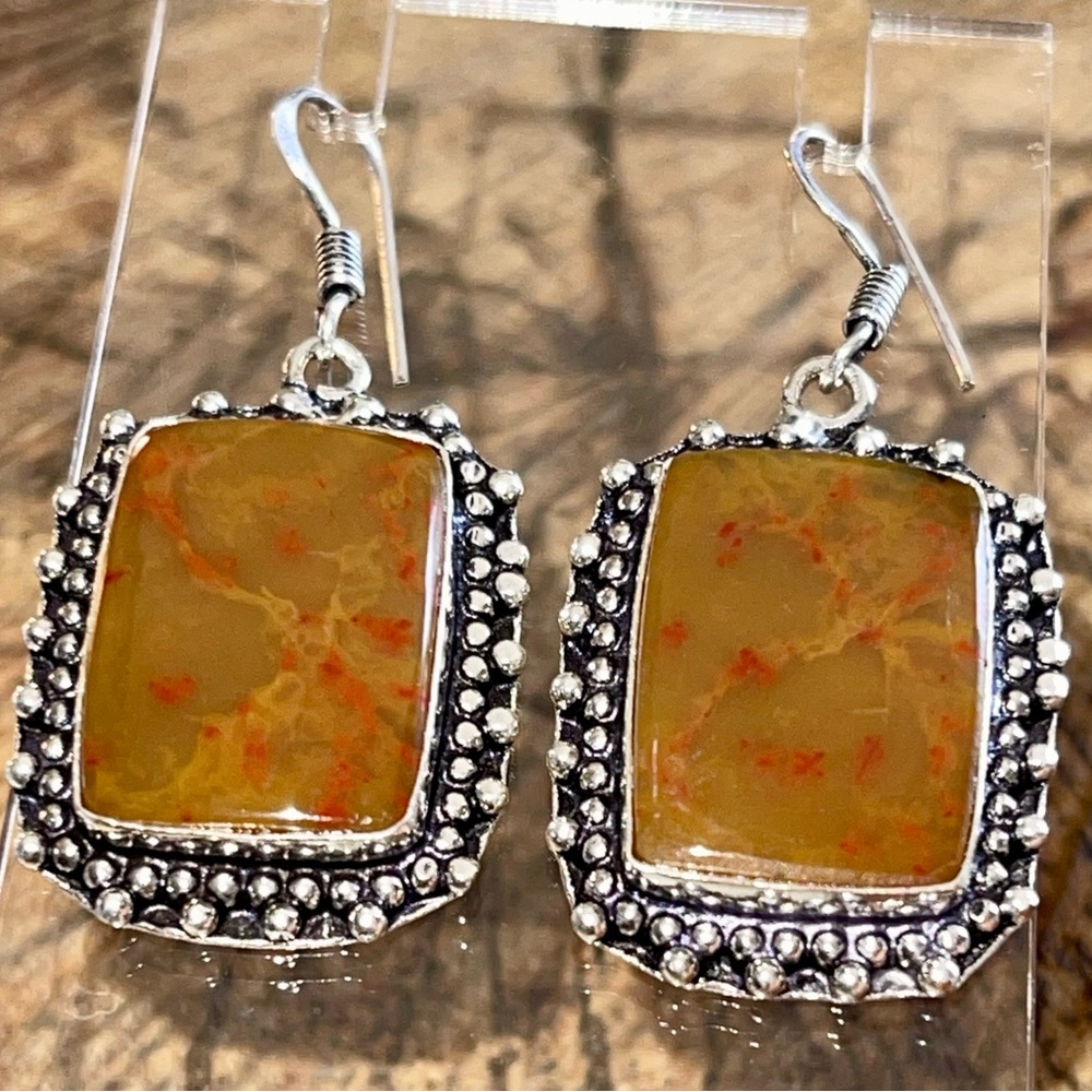 Brown Agate Earrings 1 7/8”